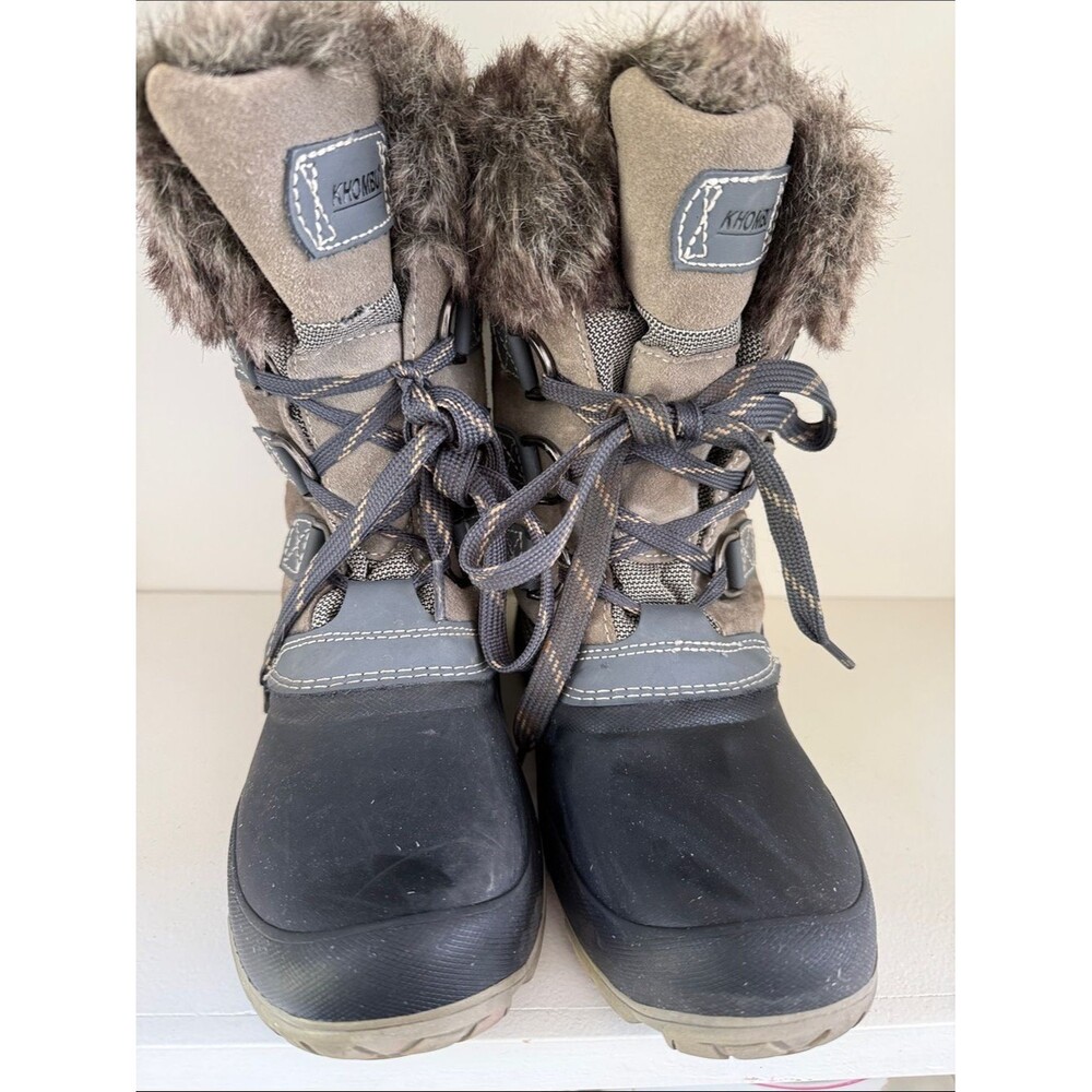KHOMBU Women's Insulated Faux-Fur Winter Boots - Gray/Black